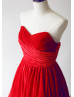 Red Pleats Velvet Short Prom Dress